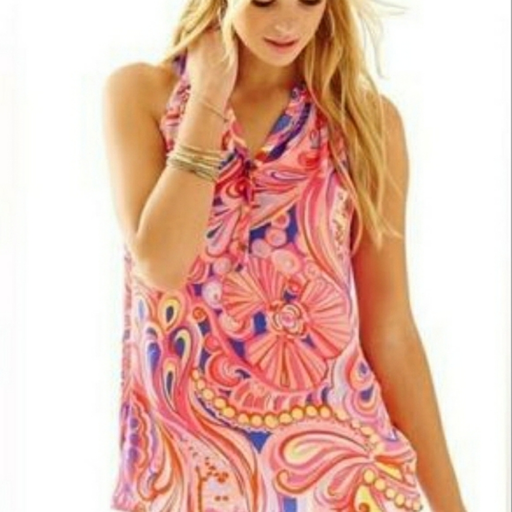 Lilly Pulitzer Bailey Sleeveless Top in Multi Reef Retreat Print, Size Small